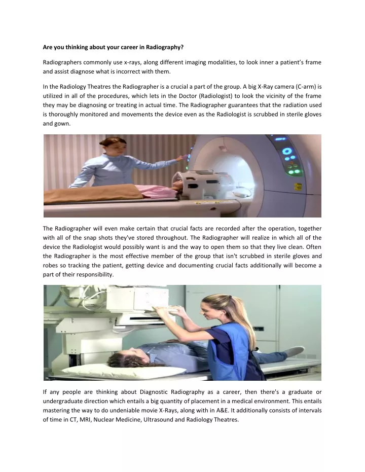 are you thinking about your career in radiography
