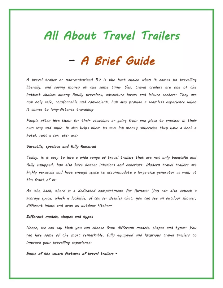 all about travel trailers