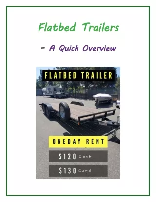 Flatbed Trailers - A Quick Overview