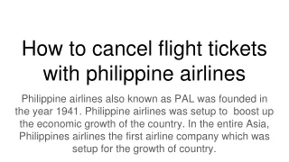 How to cancel flight tickets with philippine airlines