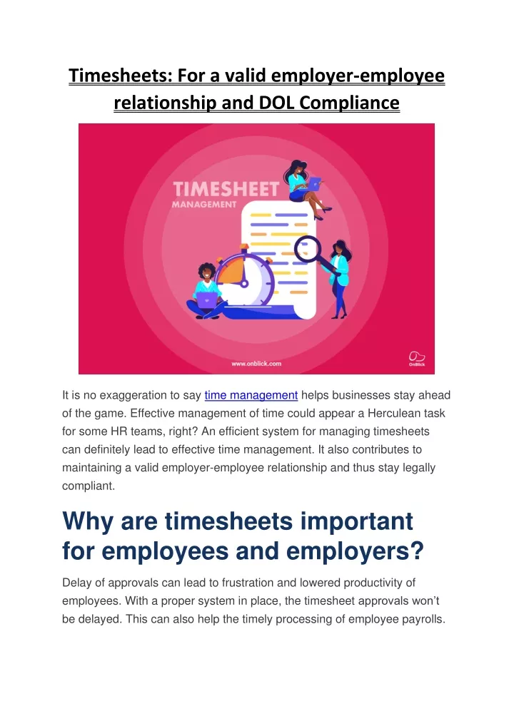 timesheets for a valid employer employee