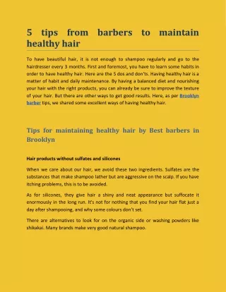 5 tips from barbers to maintain healthy hair