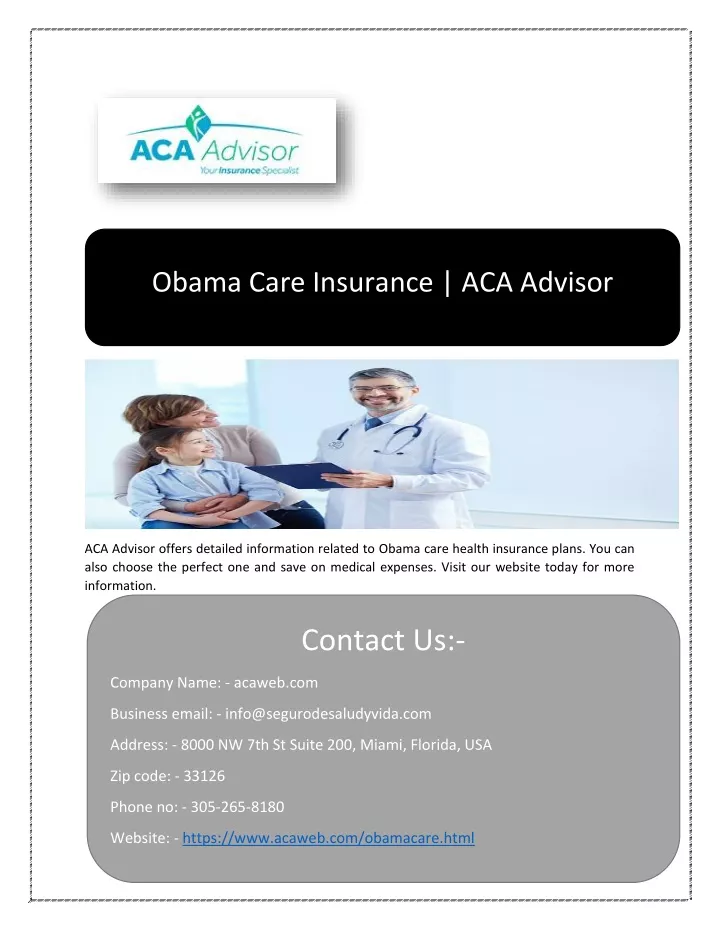 obama care insurance aca advisor