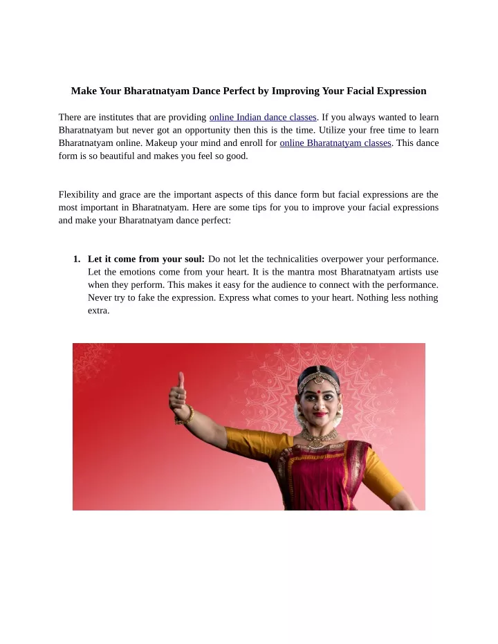 make your bharatnatyam dance perfect by improving