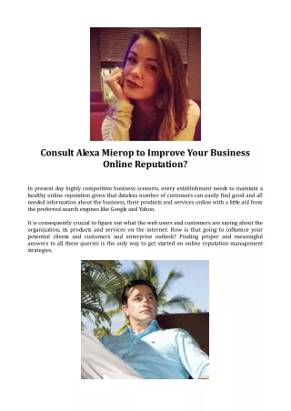 Consult Alexa Mierop to Improve Your Business Online Reputation?