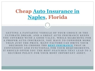 Cheap Auto Insurance in Naples, Florida