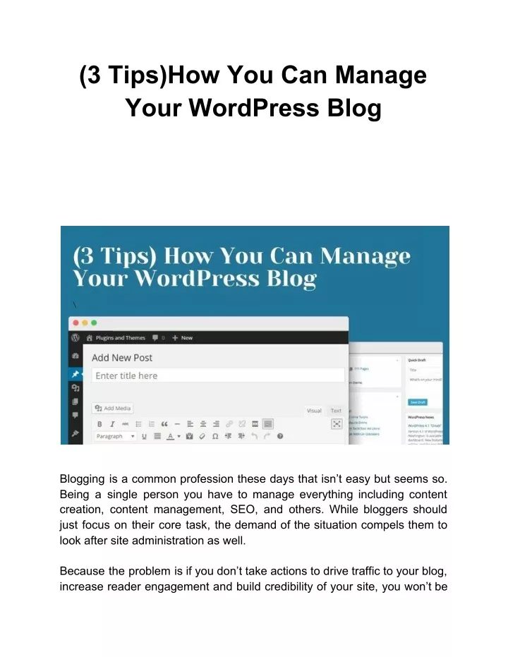 3 tips how you can manage your wordpress blog