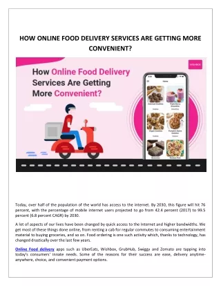 HOW ONLINE FOOD DELIVERY SERVICES ARE GETTING MORE CONVENIENT?