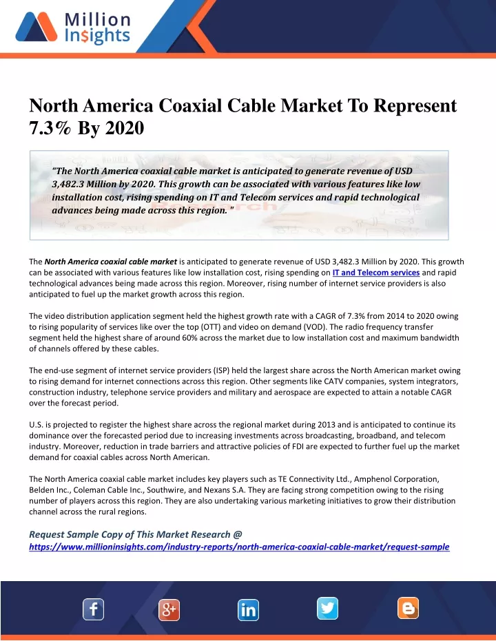 north america coaxial cable market to represent