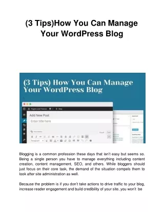3 tips how you can manage your wordpress blog