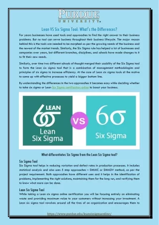 lean vs six sigma tool what s the differences