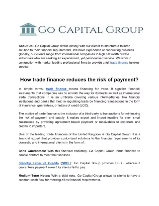 How trade finance reduces the risk of payment?