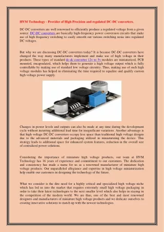 hvm technology provider of high precision