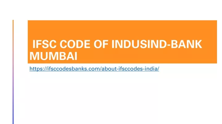 ifsc code of indusind bank mumbai