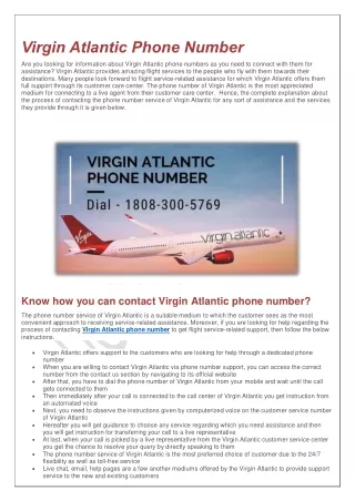virgin atlantic phone number