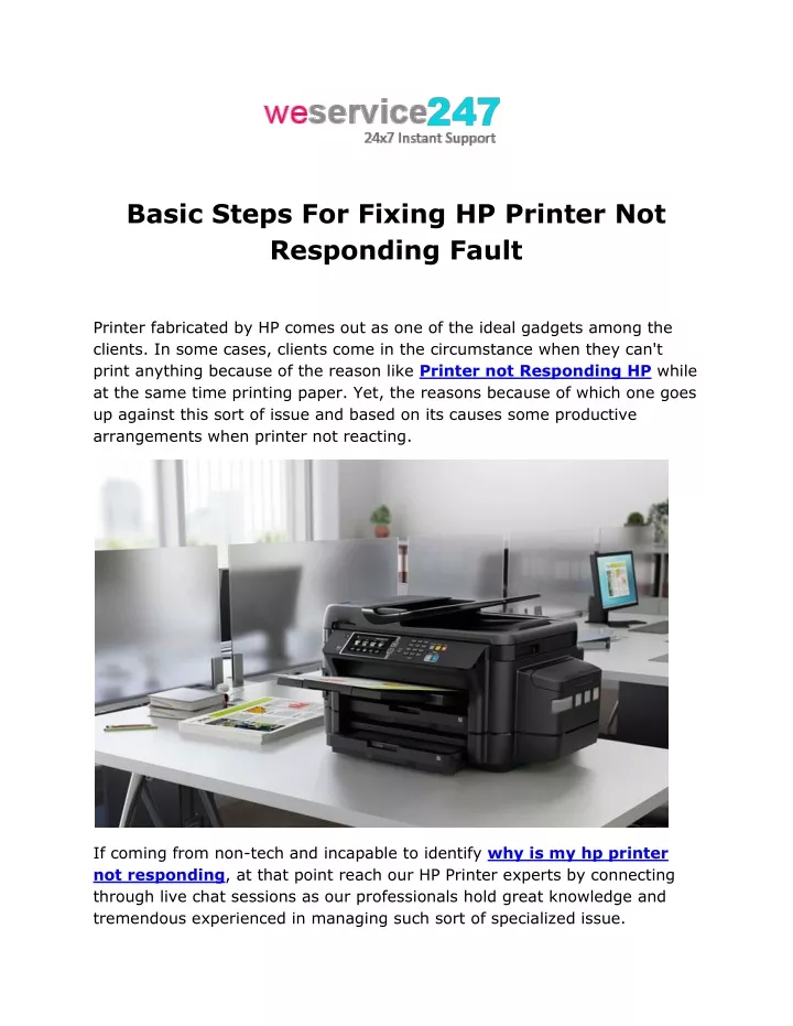 basic steps for fixing hp printer not responding