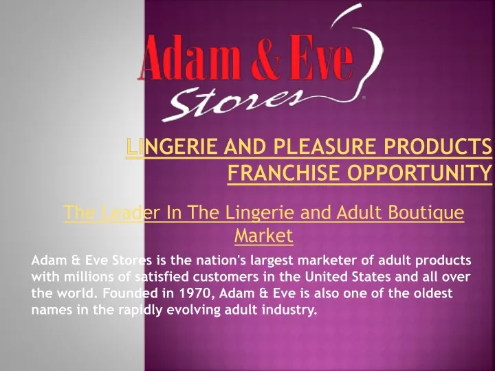 lingerie and pleasure products franchise opportunity