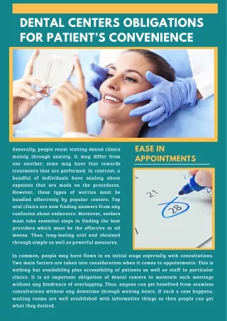 Dental Centers Obligations for Patients Convenience