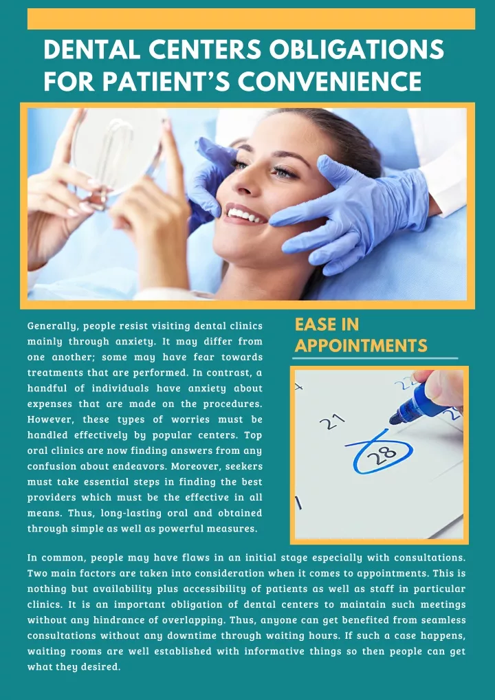dental centers obligations for patient