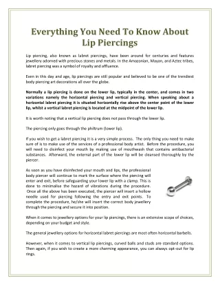 Everything You Need To Know About Lip Piercings