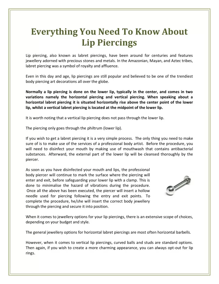 everything you need to know about lip piercings