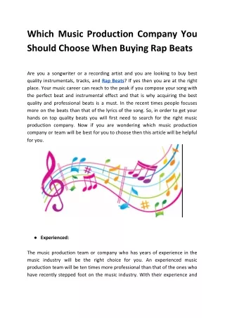 which music production company you should choose