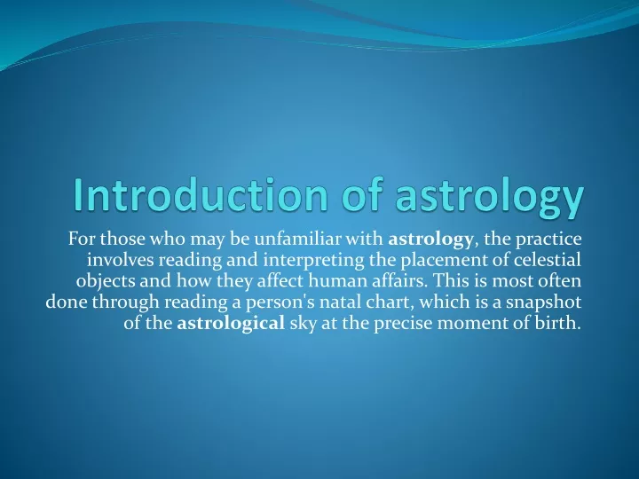 introduction of astrology