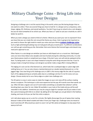military challenge coins bring life into your