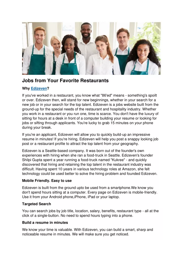 jobs from your favorite restaurants