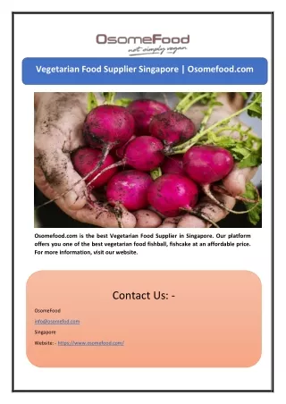 Vegetarian Food Supplier Singapore | Osomefood.com