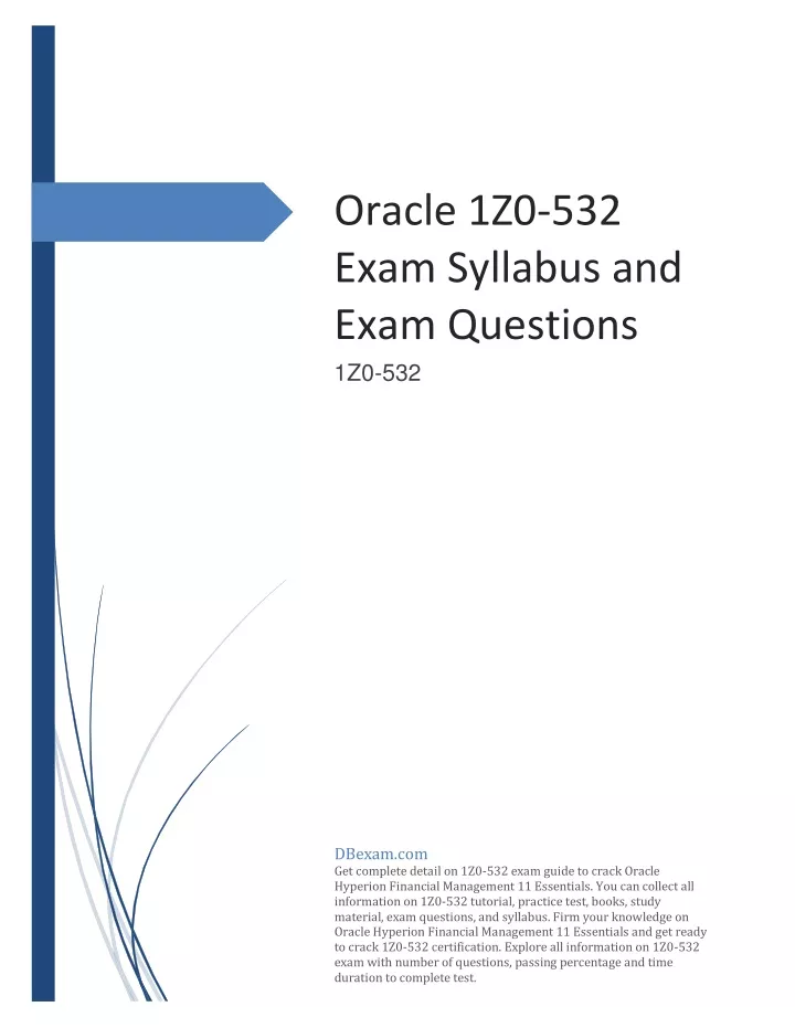 oracle 1z0 532 exam syllabus and exam questions