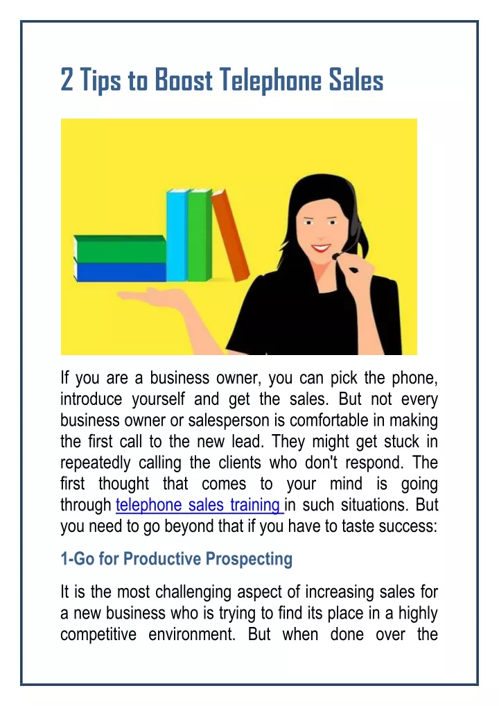 2 tips to boost telephone sales