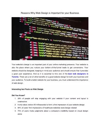 Reasons Why Web Design is Important for your Business