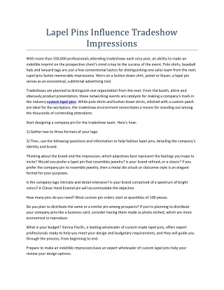 lapel pins influence tradeshow impressions