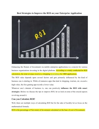 best strategies to improve the roi on your