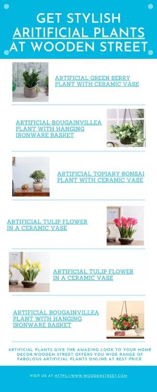 get stylish aritificial plants at wooden street