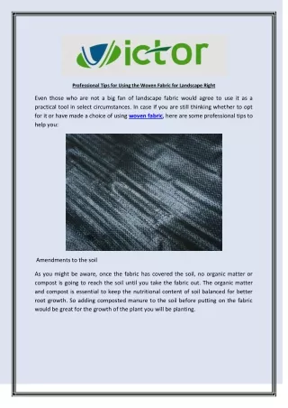 professional tips for using the woven fabric