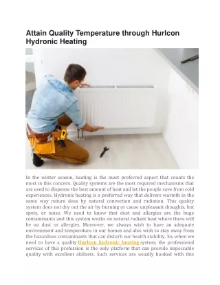 attain quality temperature through hurlcon