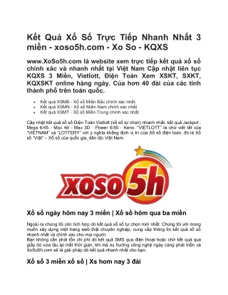 k t qu x s tr c ti p nhanh nh t 3 mi n xoso5h