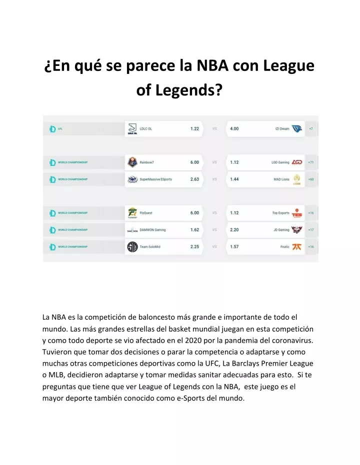 en qu se parece la nba con league of legends