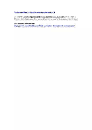 top web application development companies in usa