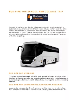 bus hire for school and college trip