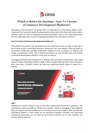 which is better for startups saas vs custom