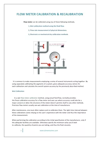 flow meter calibration recalibration