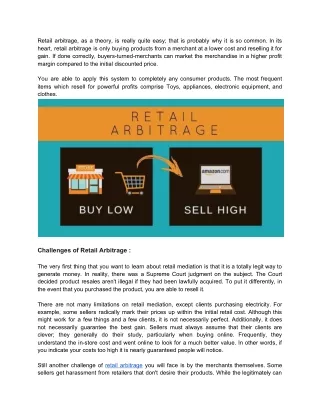 retail arbitrage as a theory is really quite easy
