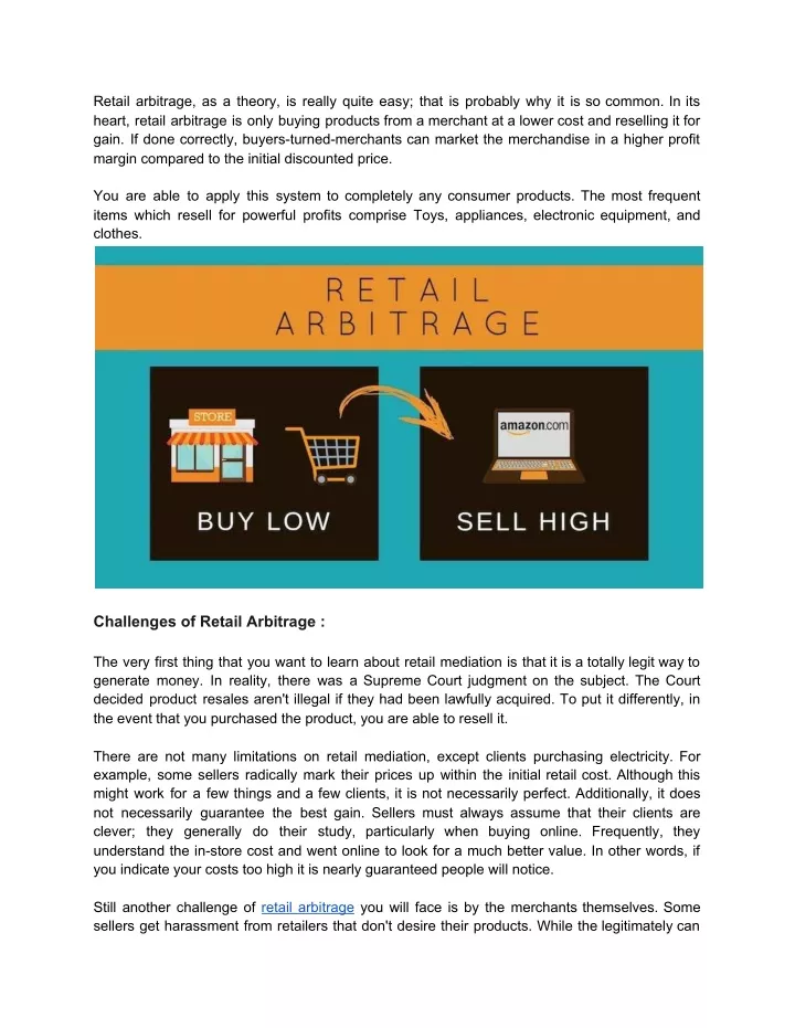 retail arbitrage as a theory is really quite easy