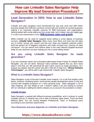 how can linkedin sales navigator help improve