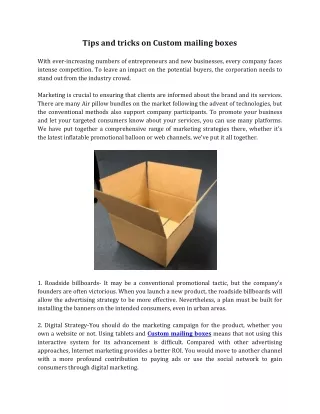 tips and tricks on custom mailing boxes