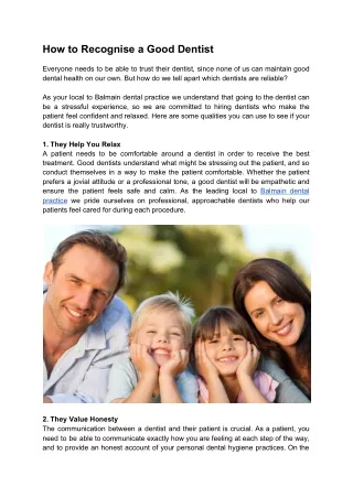how to recognise a good dentist everyone needs