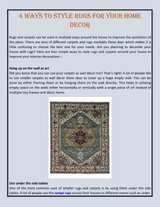 4 ways to style rugs for your home decor